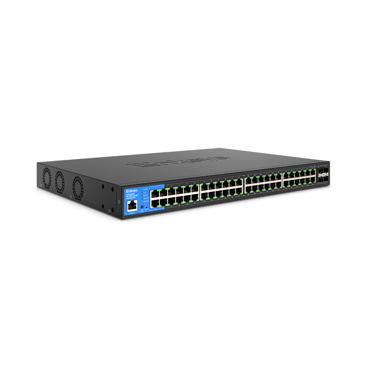 Linksys 48-Port Managed Gigabit PoE+ Switch with 4 10G SFP+ Uplinks 740W (LGS352MPC) Linksys 48-Port Managed Gigabit PoE+ Switch with 4 10G SFP+ Uplinks 740W (LGS352MPC)